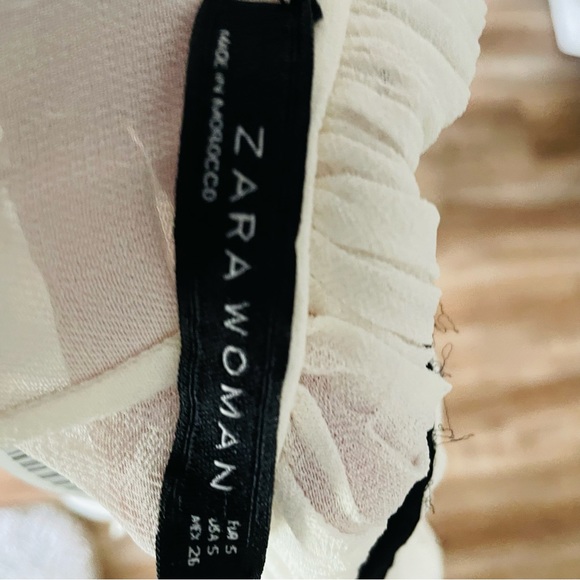 ZARA High Neck Tie Accent Sheer Button Up Shirt - Picture 8 of 8